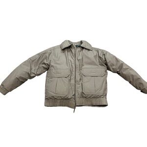 Goose Down Feather | Winter Coat Jacket | Gray Neutral Taupe Cargo style 90s New